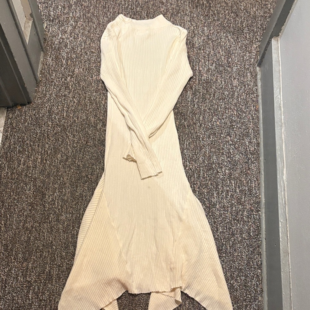 Chic Asymmetrical Cream Dress